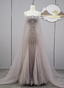 Gorgeous Light Lilac Spaghetti Strap Square Neck Rhinestone Tulle Train Prom Dress Evening Dress