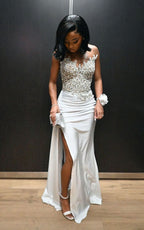 Gorgeous Long White A-Line Prom Dress With Slit