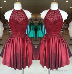 Gorgeous Low Back Halter Neck Beaded Homecoming Dresses