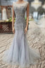Gorgeous Mermaid Backless Silver Grey Sequins Formal Prom Dresses, Mermaid Silver Grey Formal Dresses, Shiny Silver Grey Evening Dresses