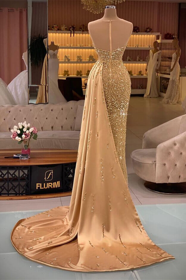 Gorgeous Mermaid Evening Dresses Luxury Heavy Beading Illusion Cutout Formal Dress Secondary image