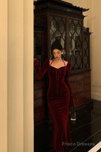 Gorgeous Mermaid Halter Burgundy Date Night Dress Prom Dresses Birthday Outfits