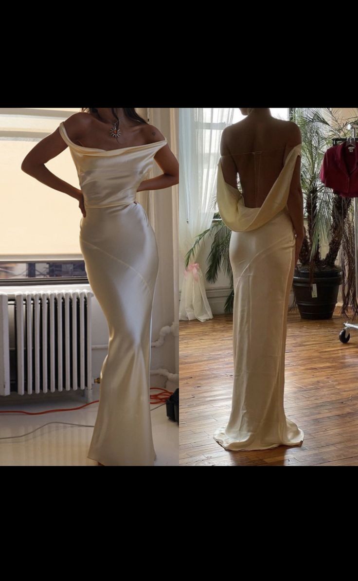 Gorgeous Mermaid Off The Shoulder Floor-Length Satin Evening Dress Prom Dresses Main image