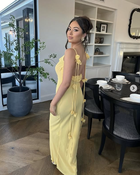 Gorgeous Mermaid Spaghetti Straps Floor Length Floral Yellow Evening Dress Prom Dresses