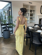 Gorgeous Mermaid Spaghetti Straps Floor Length Floral Yellow Evening Dress Prom Dresses