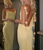 Gorgeous Mermaid Spaghetti Straps Floor Length Floral Yellow Evening Dress Prom Dresses