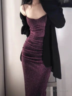 Gorgeous Mermaid Spaghetti Straps Grape Sequin Evening Dress Prom Dresses Birthday Outfits