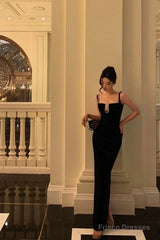 Gorgeous Mermaid Square Neckline Black Date Night Dress Long Prom Dresses Birthday Outfits