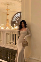 Gorgeous Mermaid Square Neckline Ivory Date Night Dress Long Prom Dresses Birthday Outfits