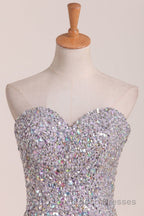Gorgeous Mermaid Strapless Purple Beaded Long Formal Prom Dresses, Mermaid Purple Beaded Formal Evening Dresses, Purple Ball Gown