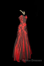 Gorgeous Mermaid Sweetheart Red Taffeta Long Evening Dress Formal Prom Dress