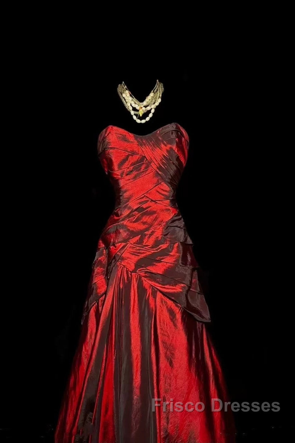 Gorgeous Mermaid Sweetheart Red Taffeta Long Evening Dress Formal Prom Dress