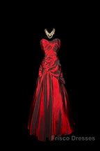 Gorgeous Mermaid Sweetheart Red Taffeta Long Evening Dress Formal Prom Dress