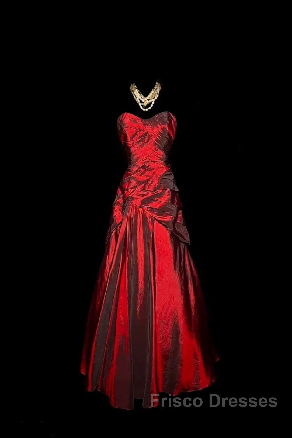 Gorgeous Mermaid Sweetheart Red Taffeta Long Evening Dress Formal Prom Dress