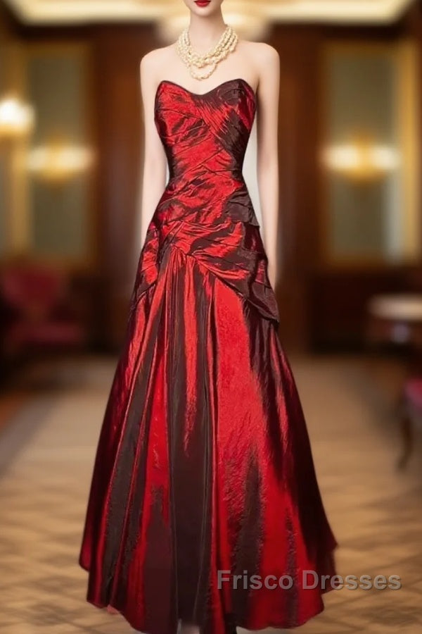 Gorgeous Mermaid Sweetheart Red Taffeta Long Evening Dress Formal Prom Dress