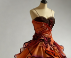 Gorgeous Ombre Spaghetti Straps A-Line Layered Tulle Long Prom Dresses Formal Evening Gowns