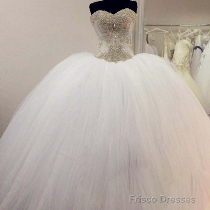 Gorgeous Pearl And Crystal Beaded Organza Ball Gowns Wedding Dresses Main image
