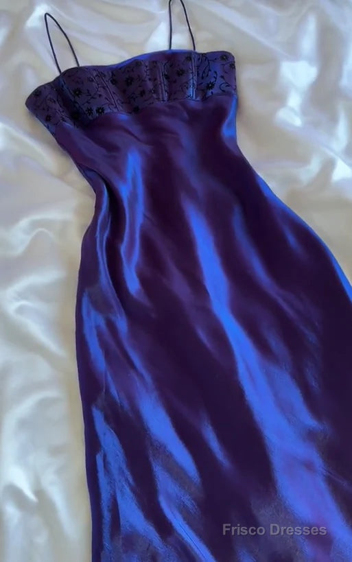 Gorgeous Purple Satin A Line Long Prom Dress Formal Evening Dress Secondary image