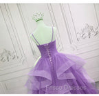 Gorgeous Purple Straps Layers Tulle V-neckline Long Evening Dress, Light Purple Formal Prom Dress