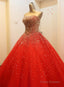 Gorgeous Red Long Tulle Gown, Sparkle Handmade Formal Dresses