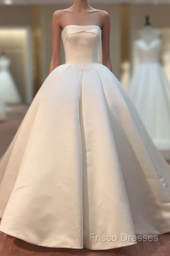 Gorgeous Satin Ball Gowns Strapless Wedding Dress For Bride Main image