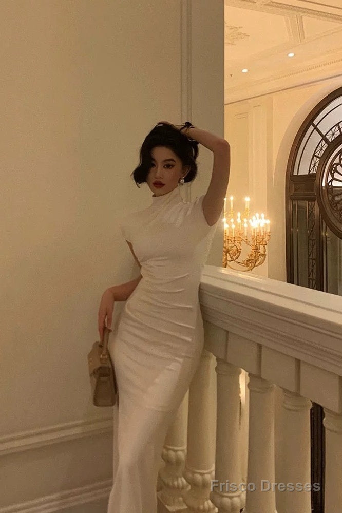Gorgeous Sheath High Neckline White Date Night Dress Prom Dresses Party Dress Birthday Outfits Secondary image