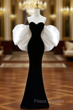 Gorgeous Sheath Off The Shoulder Black Velvet Evening Dress Formal Prom Dress Birthday Outfits