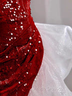 Gorgeous Sheath Off The Shoulder Sequin Red Evening Dress Formal Prom Dress Birthday Outfits