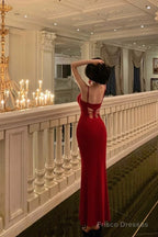 Gorgeous Sheath Spaghetti Straps Red Date Night Dress Prom Dresses Party Dress Birthday Outfits