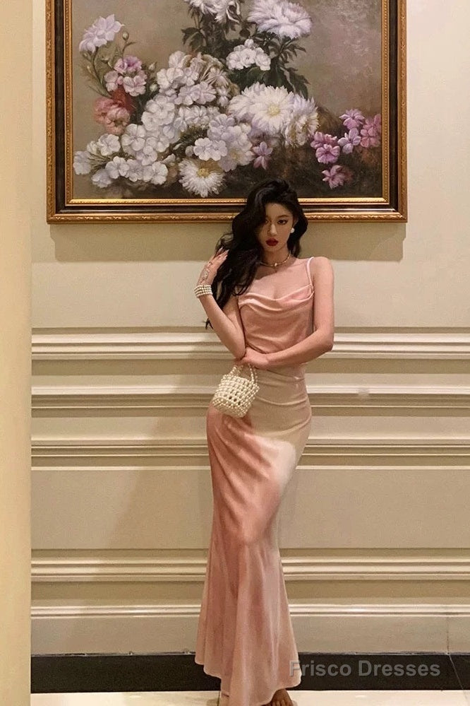 Gorgeous Sheath Spaghetti Straps Sleeveless Pink Date Night Dress Prom Dresses Birthday Outfit