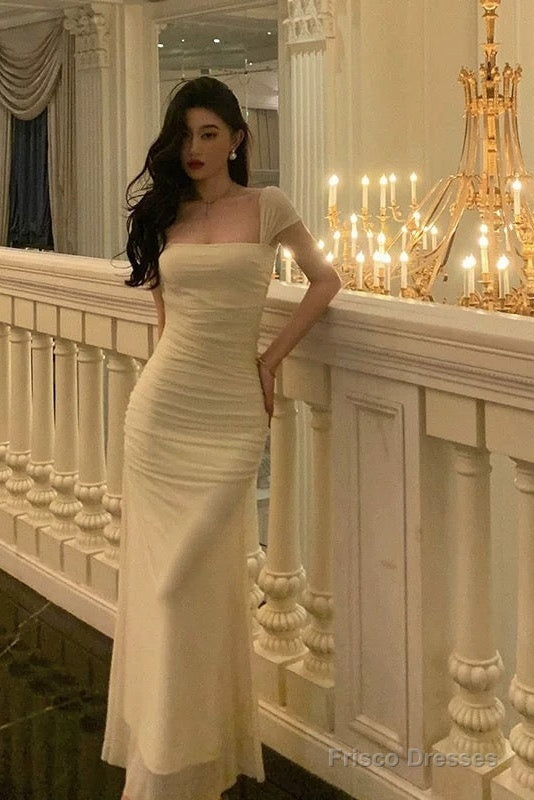 Gorgeous Sheath Square Neckline Ivory Date Night Dress Prom Dresses Party Dress Birthday Outfits