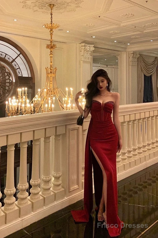 Gorgeous Sheath Sweetheart Red Sleeveless Date Night Dress Prom Dresses Birthday Outfits