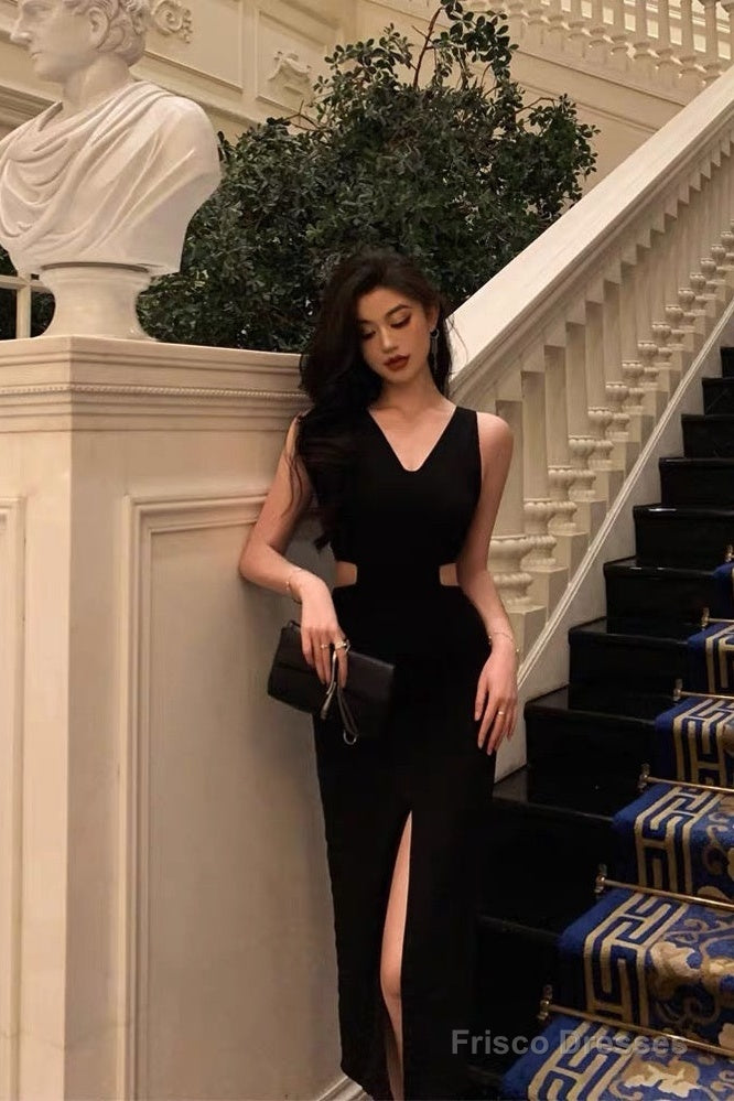 Gorgeous Sheath V Neckline Date Night Dress Black Prom Dresses Party Dress Birthday Outfits Main image