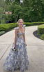 Elegant Floral Print Chiffon Long Prom Dresses Evening Dresses