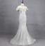 Gorgeous Silver Mermaid Off-The-Shoulder Beaded Sparkly Tulle Train Prom Dress Evening Dress