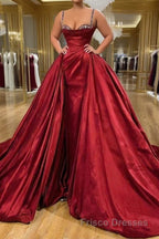 Gorgeous Spaghetti Strap Sleeveless Formal Prom Dresses With Train