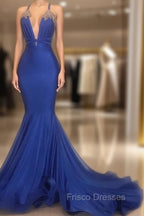 Gorgeous Spaghetti Straps Beads Appliques Formal Prom Dress Elegant Alluring Chic V-neck Fit and Flare Evening Gowns