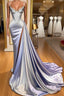 Gorgeous Split Front Sleeveless V-neck Spaghetti Strap Formal Prom Dresses