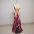 Gorgeous Strapless A-Line Printed Chiffon Long Prom Dress Evening Dress