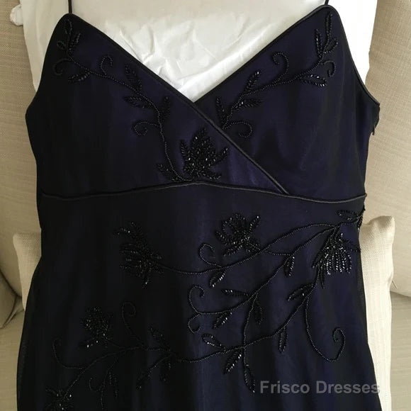 Gorgeous Straps Navy Blue V Neck Prom Dress Chiffon Beaded Party Dress Evening Gown Secondary image