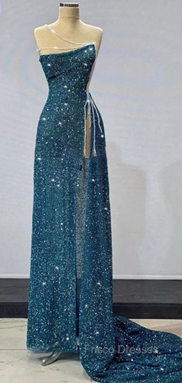 Gorgeous Teal Sheath High Slit Maxi Long Formal Prom Dress,Evening Dress Secondary image