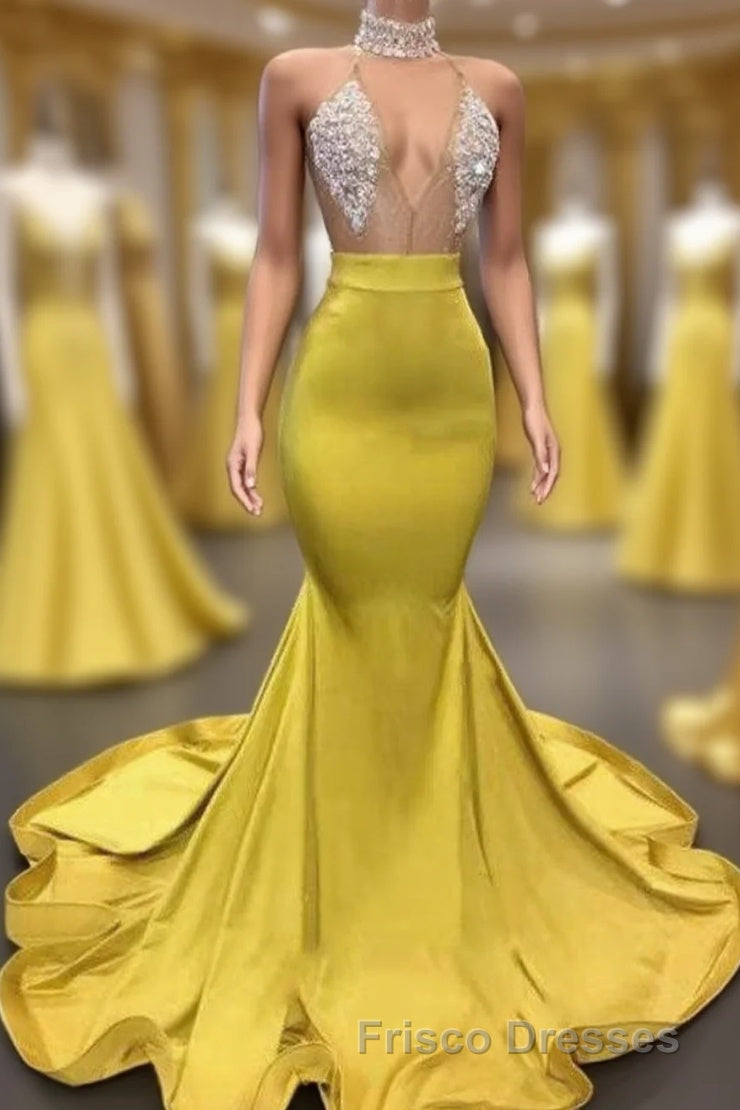 Gorgeous Deep V Neck Mermaid Formal Prom Dress, Long Evening Dress