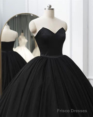 Gothic Black Strapless Quinceanera Dress Ball Gown