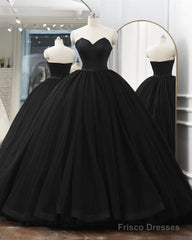 Gothic Black Strapless Quinceanera Dress Ball Gown