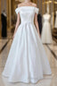 Graceful Long Ball Gown Off Shoulder Satin Wedding Dress