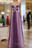 Gradient A-line Sweetheart Wedding Party Dress, Beaded Chiffon Long Formal Prom Dress