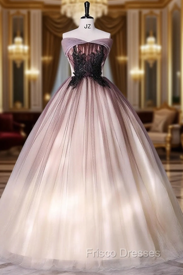 Gradient Color Tulle Appliques Beading Quinceanera Dress Main image