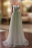 Gradient Light Green Beaded Tulle A-line Party Dress Long Junior Formal Prom Dress Formal Prom Dress shops