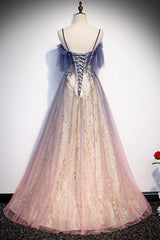 Gradient Pink Sweetheart Floor Length Party Dresses, A-line Gradient Long Prom Dresses