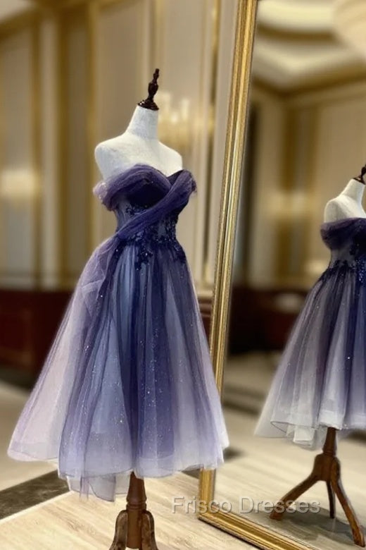 Gradient Tulle Sweetheart Knee Length Formal Prom Dress, Cute Homecoming Dress Main image